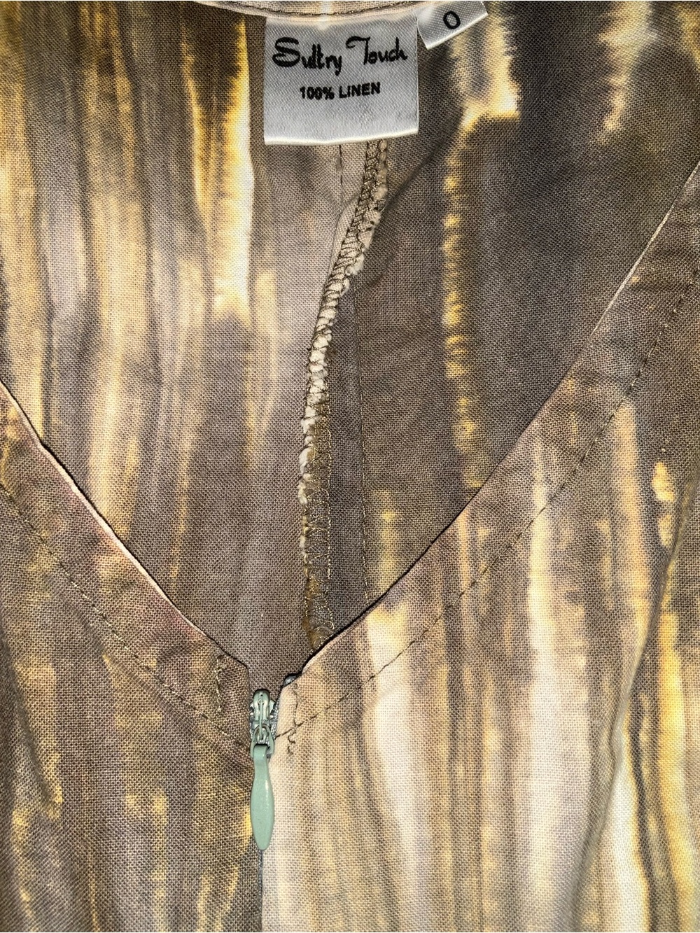 Sleeveless Wide-Leg Zip Front Jumpsuit in Olive/Cream Stripe - Picture 4 of 4